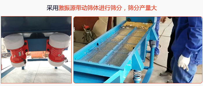 采用激振源帶動(dòng)篩體進(jìn)行篩分，篩分產(chǎn)量大。